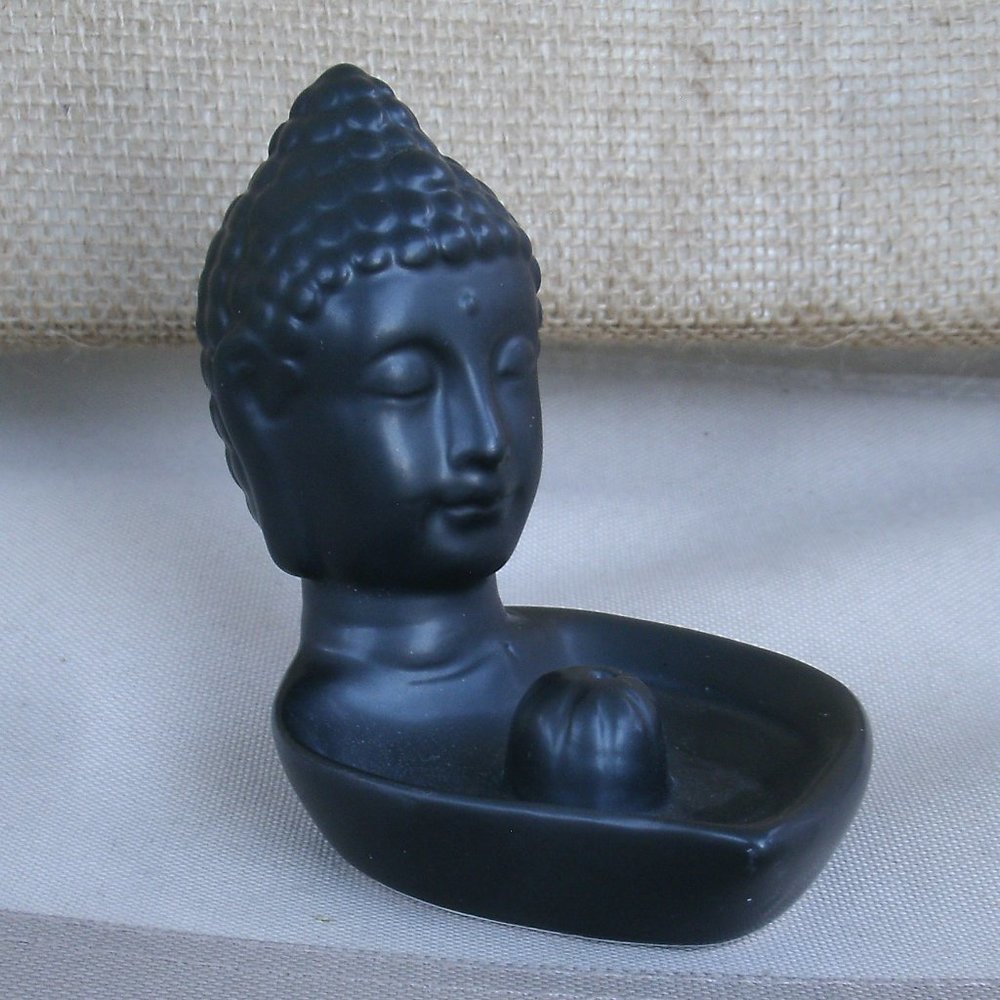 Porcelain Buddha Head Stick Incense Burner Holder